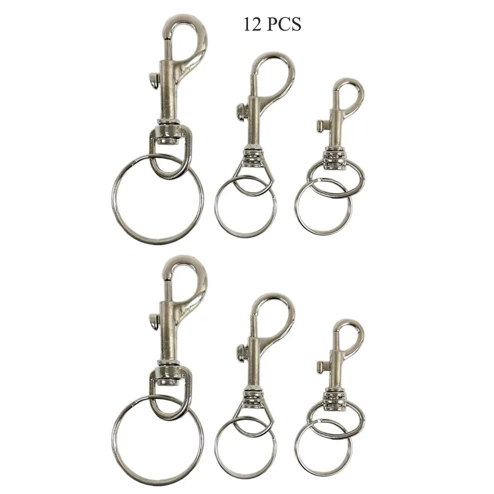 12PC Swivel Eye Bolt Snap Hook Silver Keychain Boat Ropes Pet Dog Leash Clasp