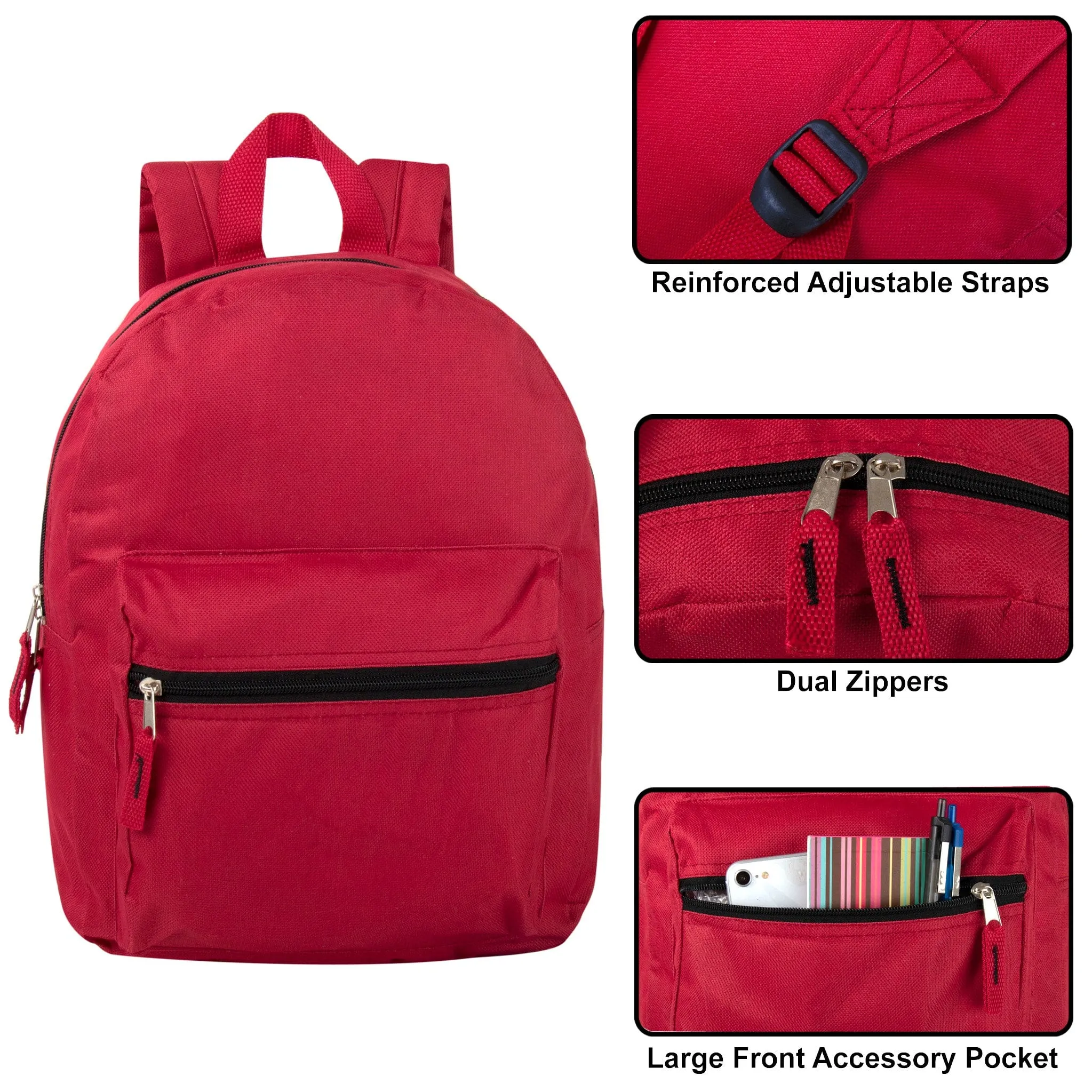 15 Inch Basic Backpack - 12 Colors
