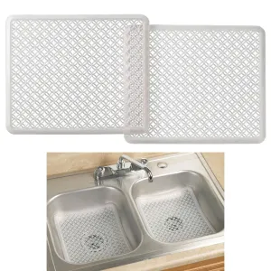 2 Pc Sink Mat Dish Drying Drain Rack Non Slip Protector Cushion 11.25"x13" Clear