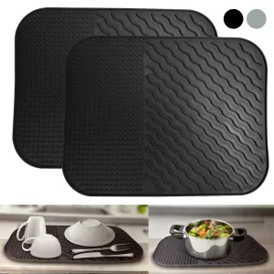 2 Silicone Dish Drying Mat Kitchen Counter Sink Drawer Liner 14X11 Eco Bpa Free
