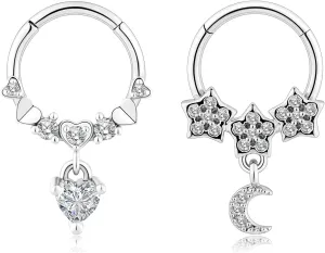 2PCS 16G Stainless Steel Septum Rings 16G Horseshoe Clicker Septum Rings Gold for Women Men Septum Nose Lip Helix Tragus Daith Cartilage Body Piercing Jewelry 8/10MM
