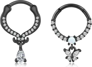 2PCS 16G Stainless Steel Septum Rings 16G Horseshoe Clicker Septum Rings Gold for Women Men Septum Nose Lip Helix Tragus Daith Cartilage Body Piercing Jewelry 8/10MM
