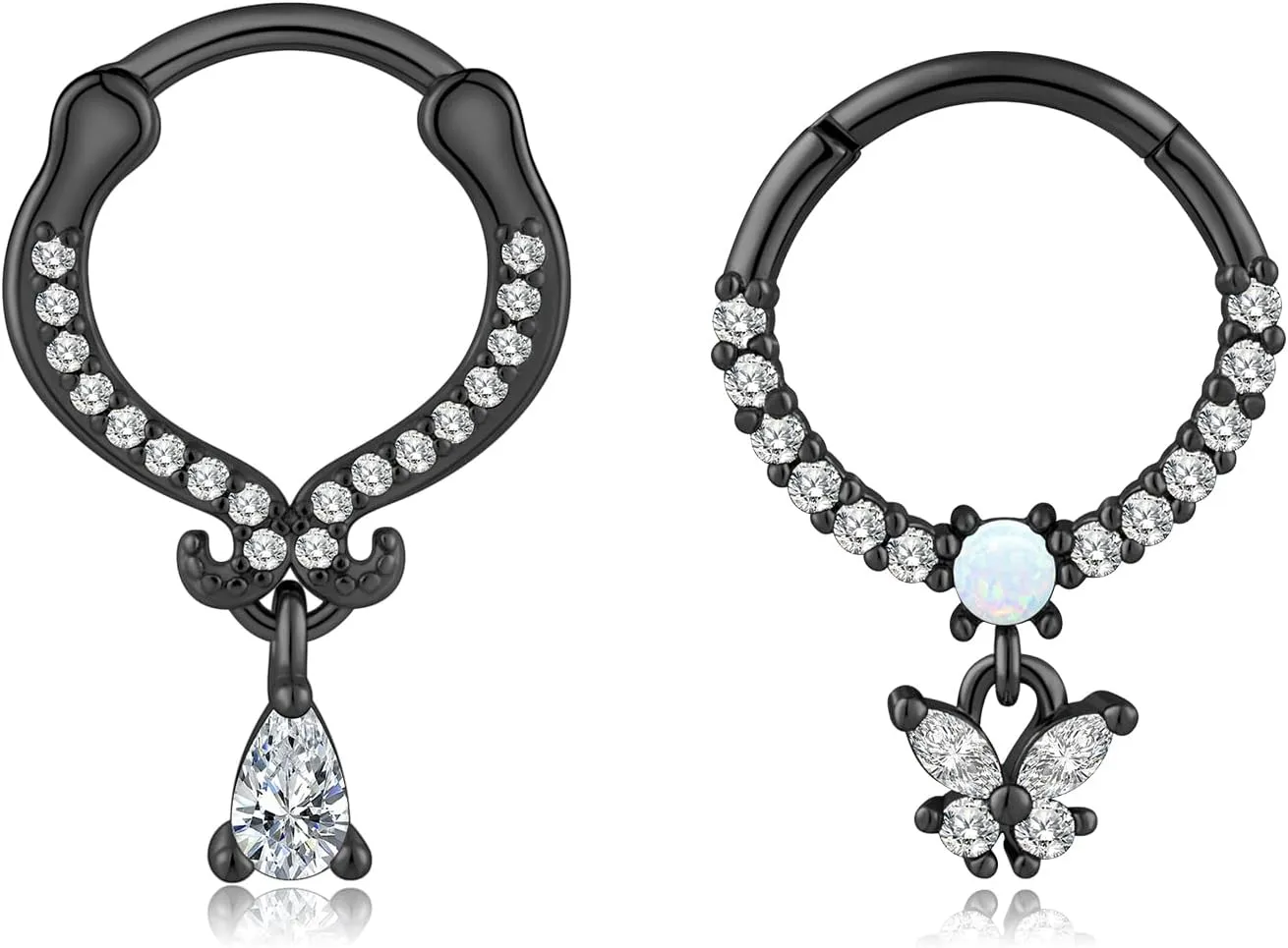 2PCS 16G Stainless Steel Septum Rings 16G Horseshoe Clicker Septum Rings Gold for Women Men Septum Nose Lip Helix Tragus Daith Cartilage Body Piercing Jewelry 8/10MM