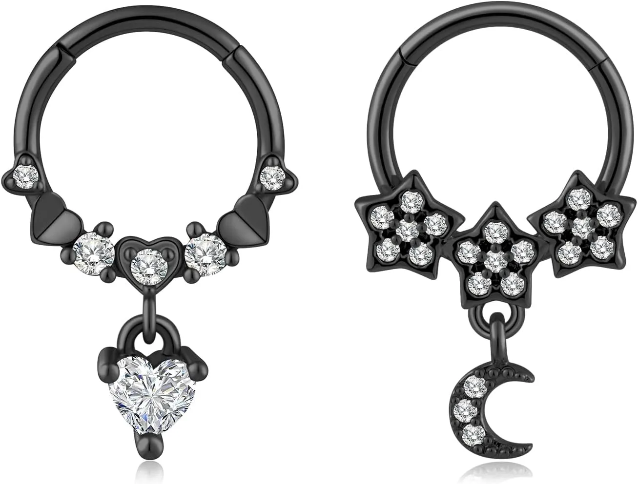 2PCS 16G Stainless Steel Septum Rings 16G Horseshoe Clicker Septum Rings Gold for Women Men Septum Nose Lip Helix Tragus Daith Cartilage Body Piercing Jewelry 8/10MM