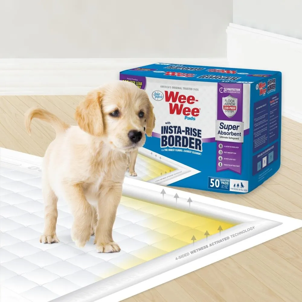 4Paws Wee-Wee Super Absorbent Pads With Insta-Rise Border 50Pk
