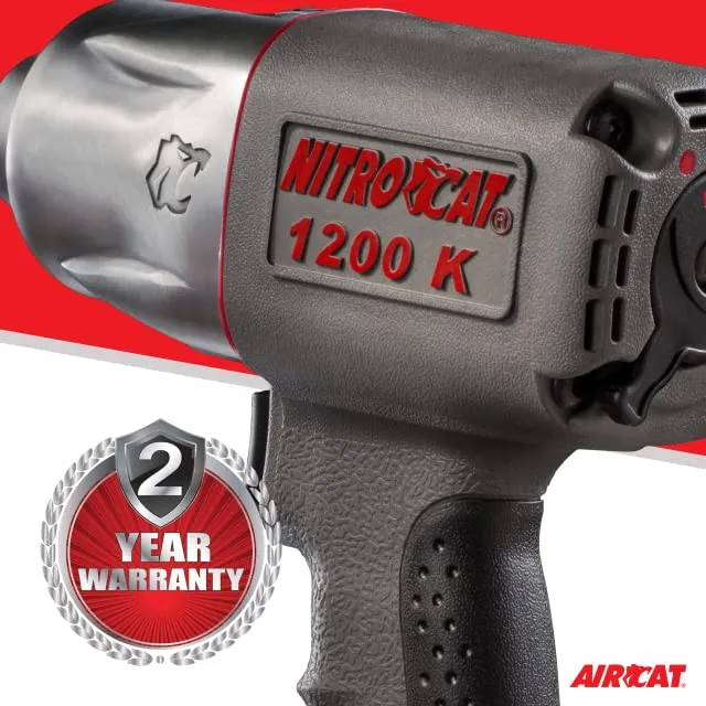 AIRCAT 1200-K 1/2-Inch Nitrocat Kevlar and Composite Twin Clutch Impact Wrench 1295 ft-lbs