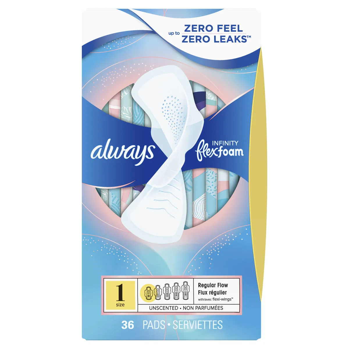 Always: Infinity Size 1 Regular Pads with Wings, Unscented