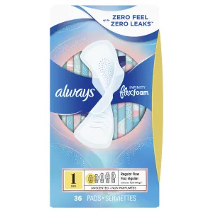 Always: Infinity Size 1 Regular Pads with Wings, Unscented