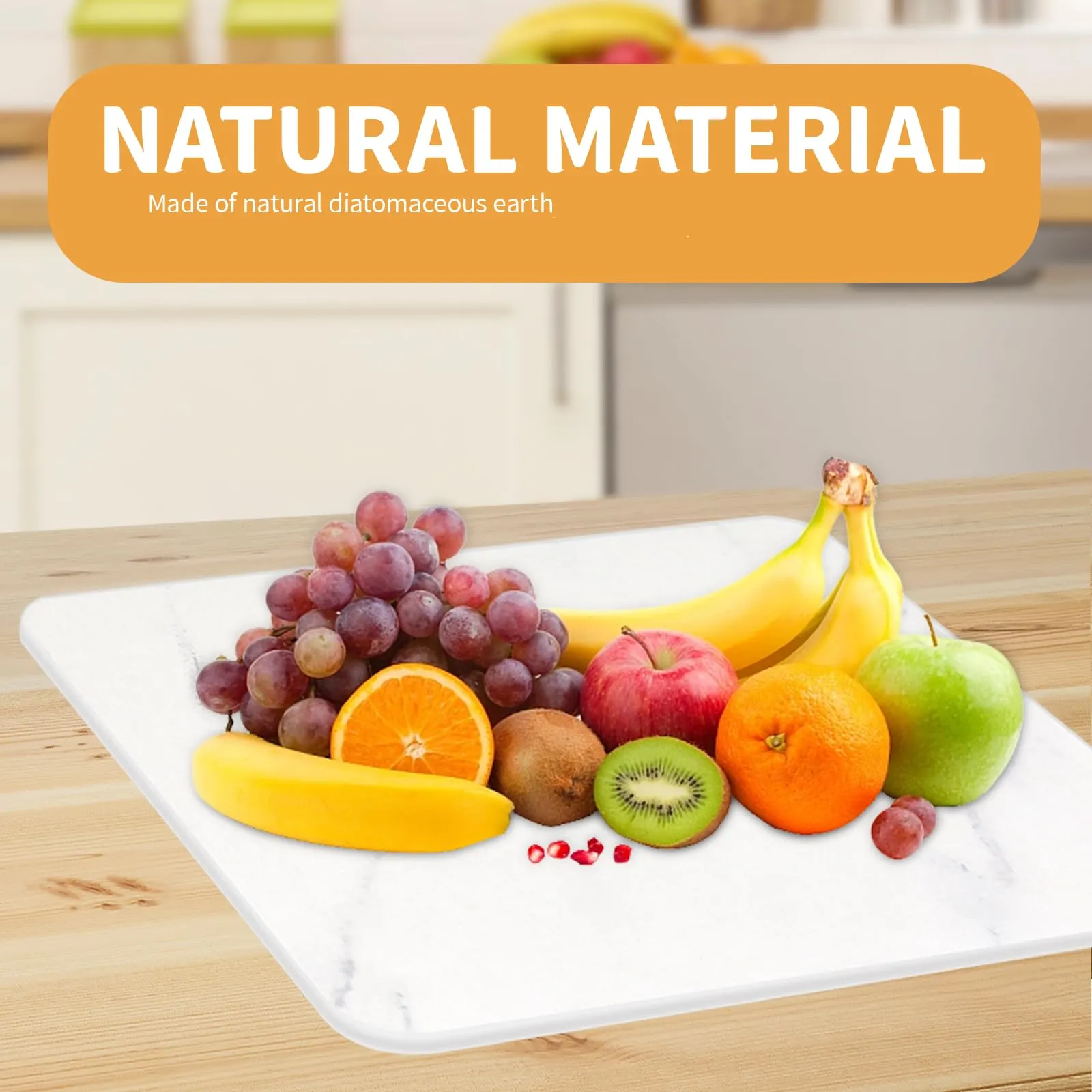 auievkon Stone Dish Drying Mat ,Absorbent Marble White Dish Dry Pad,Quick-drying Mats, Heat Resistant Frosted Texture Non-Slip Rack Tableware Mat (16*12IN)