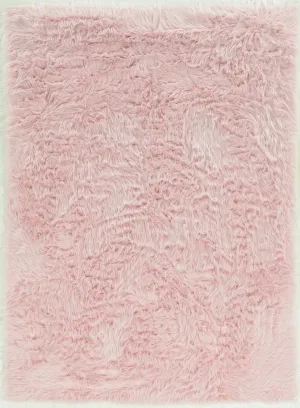 Benzara 2.5 x 1.66 Feet Transitional Faux Fur Rug with Suede Leather Backing, Pink