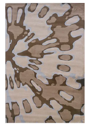 Benzara 2.83 x 1.83 Feet Abstract Pattern Polypropylene Power Loomed Rug, Brown and Beige