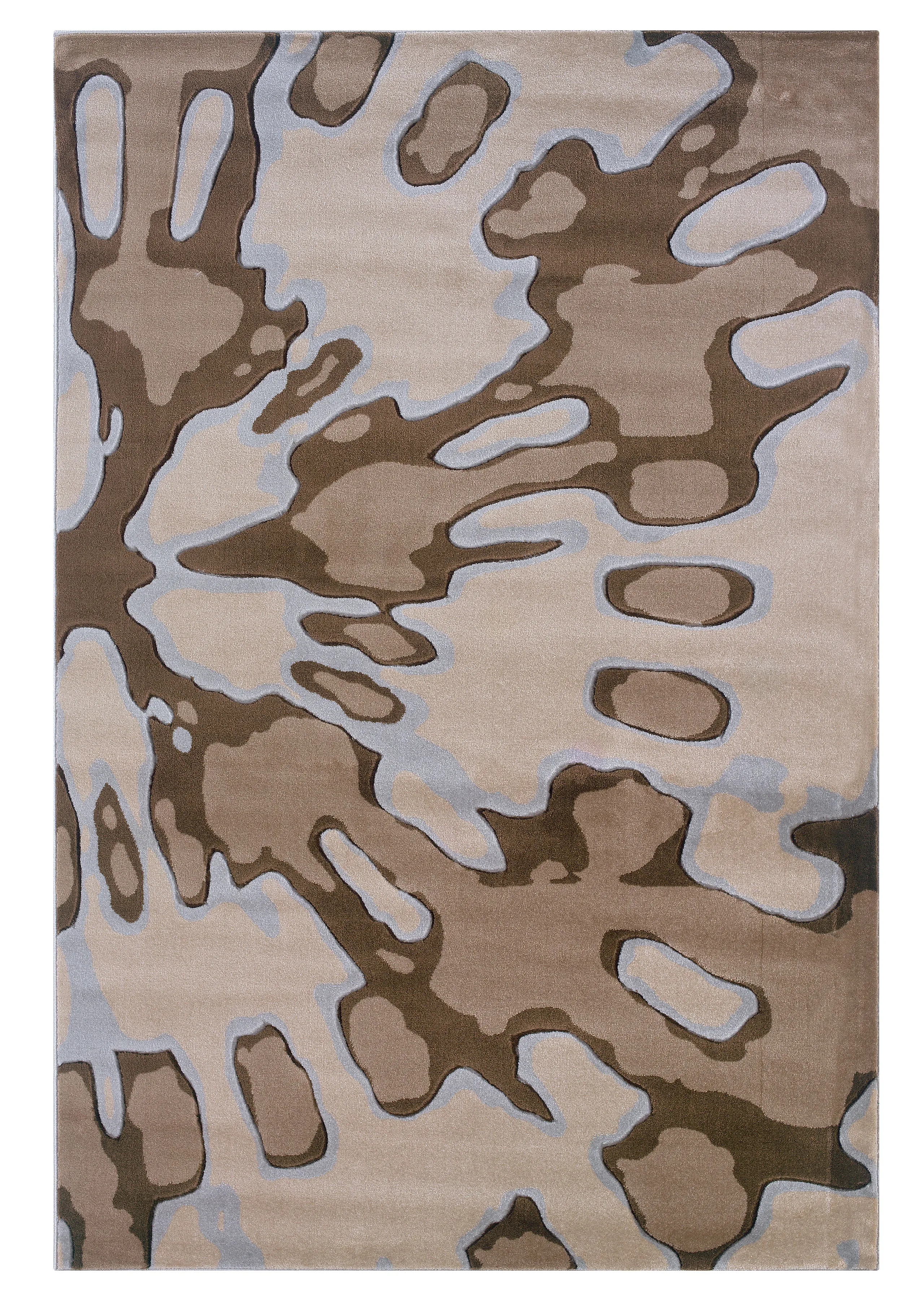 Benzara 2.83 x 1.83 Feet Abstract Pattern Polypropylene Power Loomed Rug, Brown and Beige