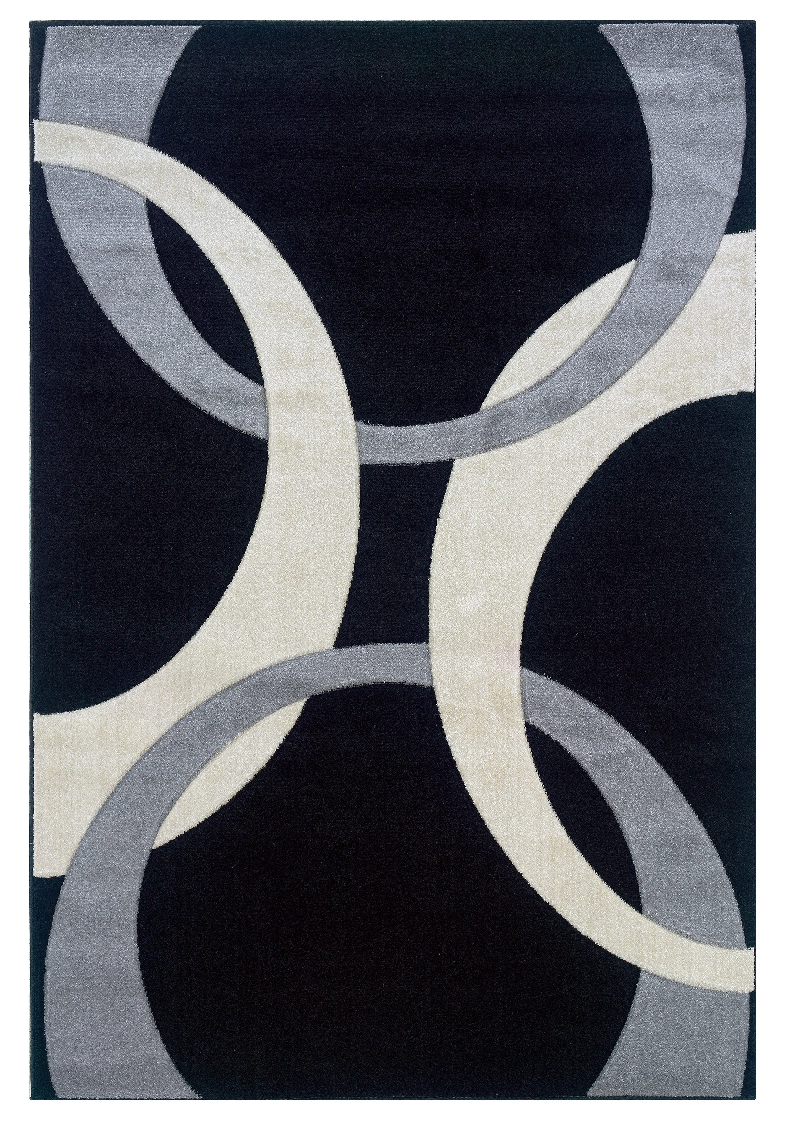 Benzara 2.83 x 1.83 Feet Frieze Yarn Rug with Action Backing, Black and Gray