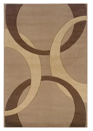 Benzara 2.83 x 1.83 Feet Heat Set Frieze Yarn Rug with Action Backing, Brown