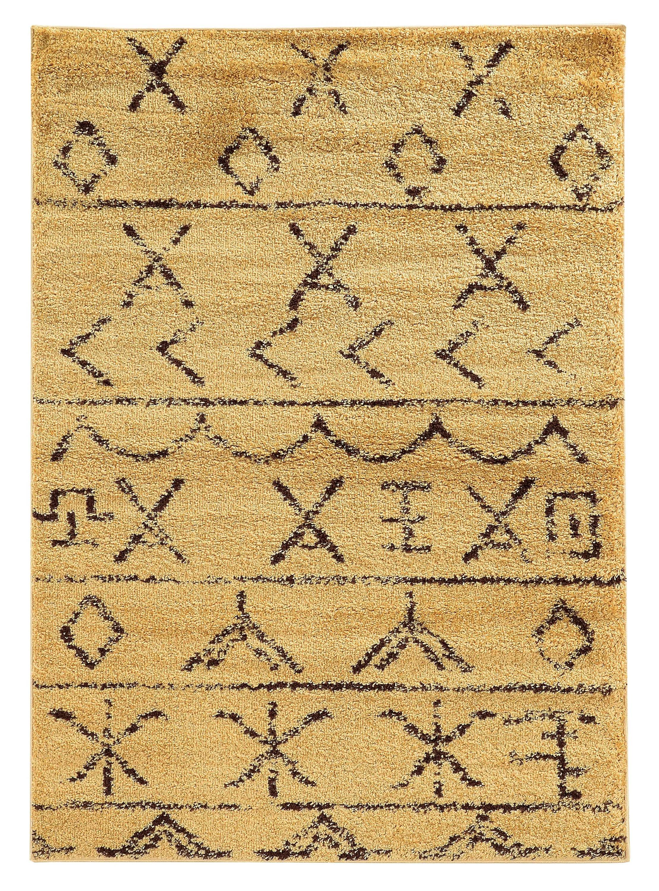 Benzara 7 x 5 Feet Polypropylene Power Loomed Rug with Tribal Pattern, Brown