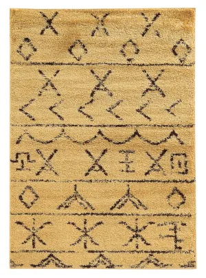Benzara 7 x 5 Feet Polypropylene Power Loomed Rug with Tribal Pattern, Brown