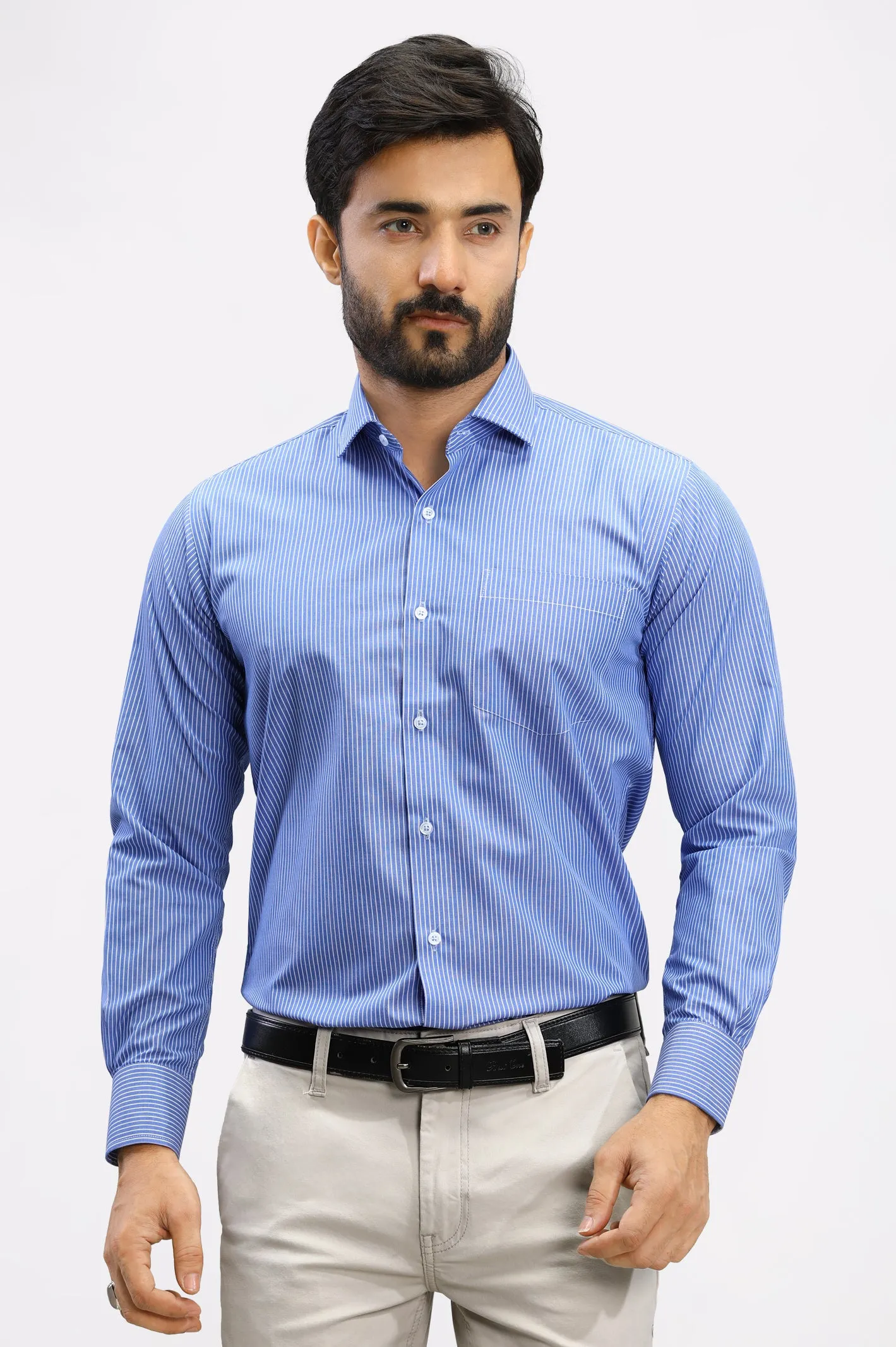 Blue Hairline Stripe Formal Shirt