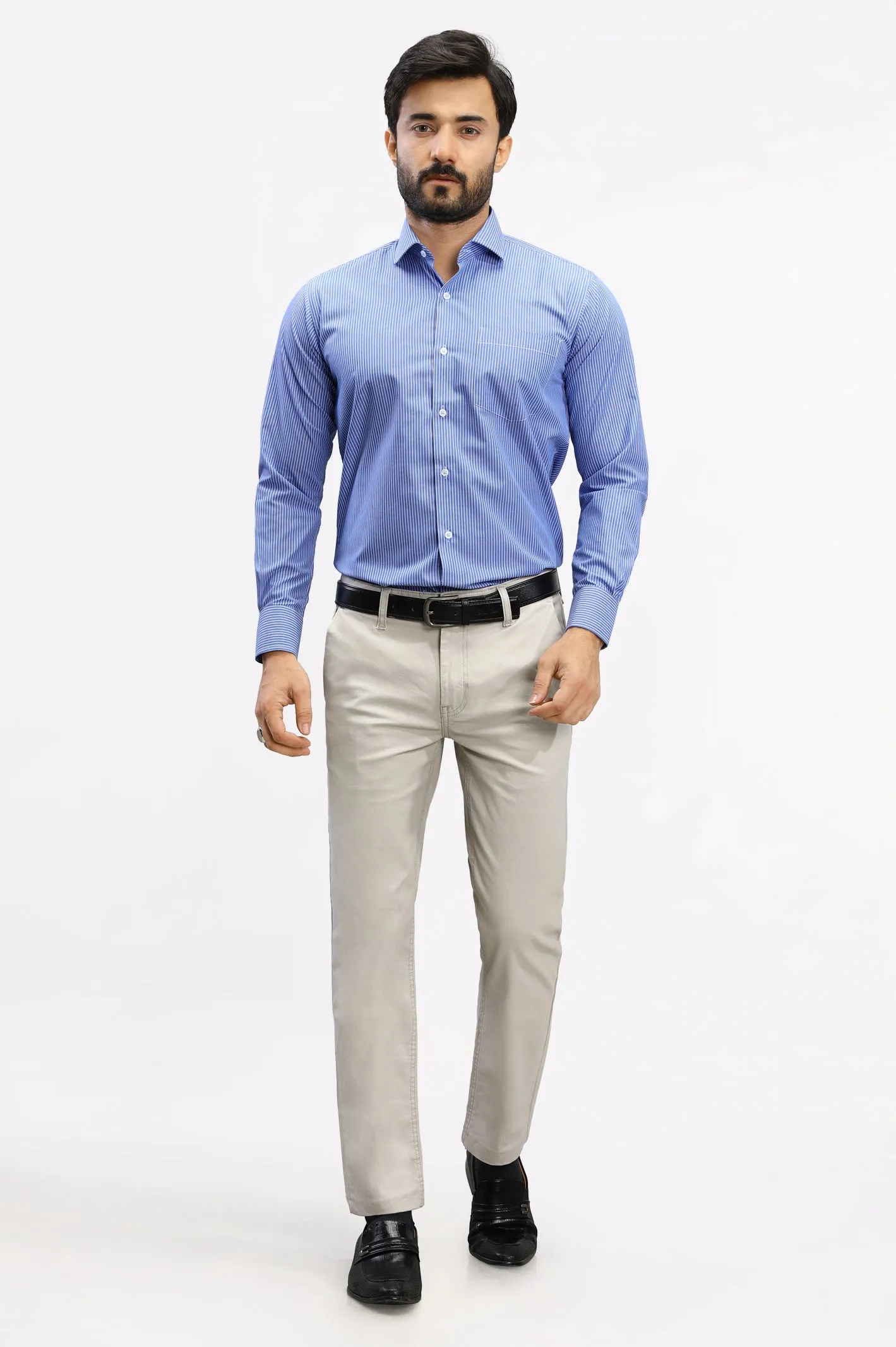 Blue Hairline Stripe Formal Shirt