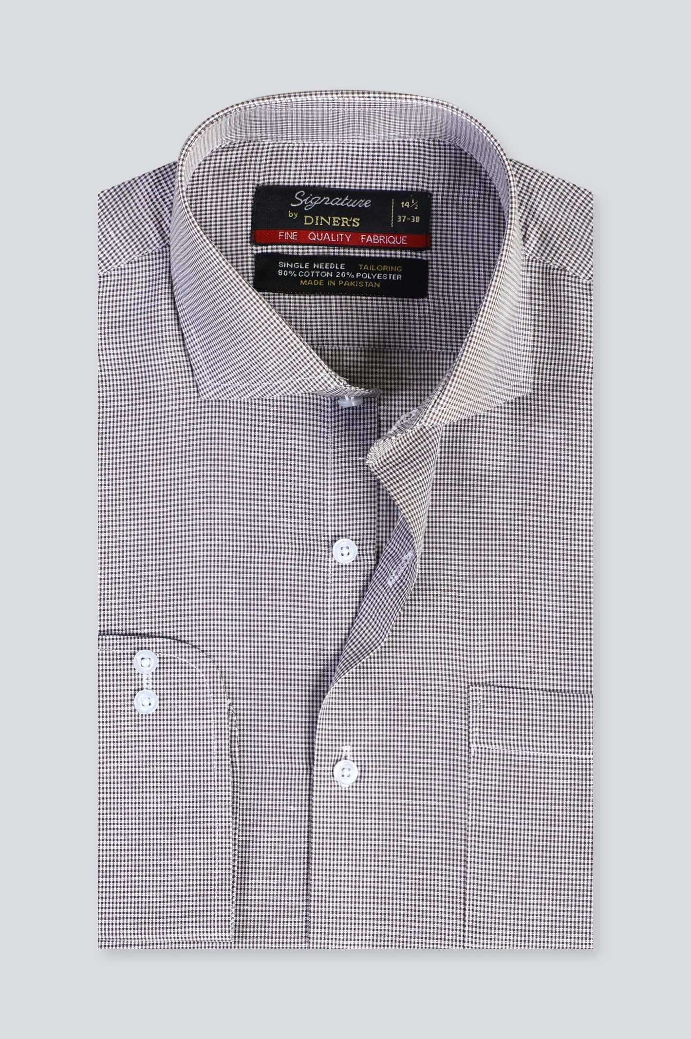 Brown Mini-Check Formal Shirt