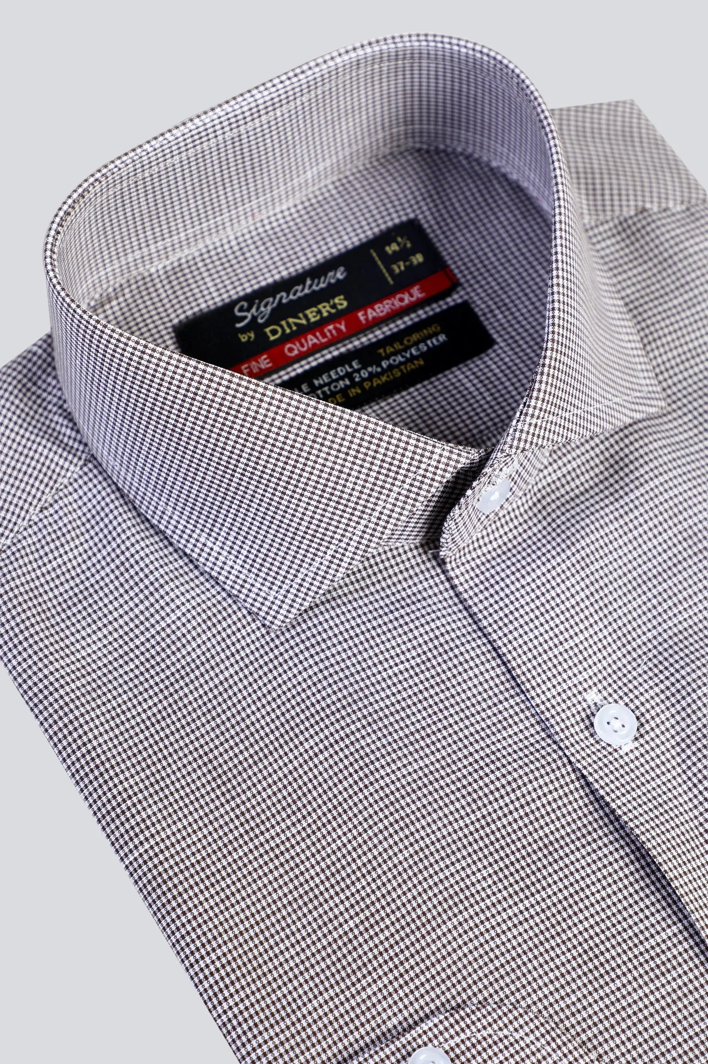 Brown Mini-Check Formal Shirt