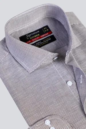 Brown Mini-Check Formal Shirt