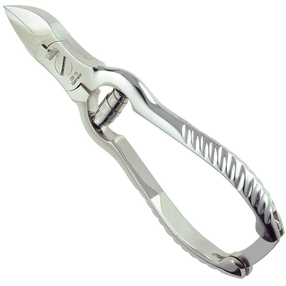 Camila Solingen CS13 Large Heavy Duty Toe Nail Clipper for Thick Toenails, Manicure & Pedicure, Double Barrel Spring. Super Sharp Trimmer Curved Stainless Steel 20mm Blade Made in Solingen, Germany