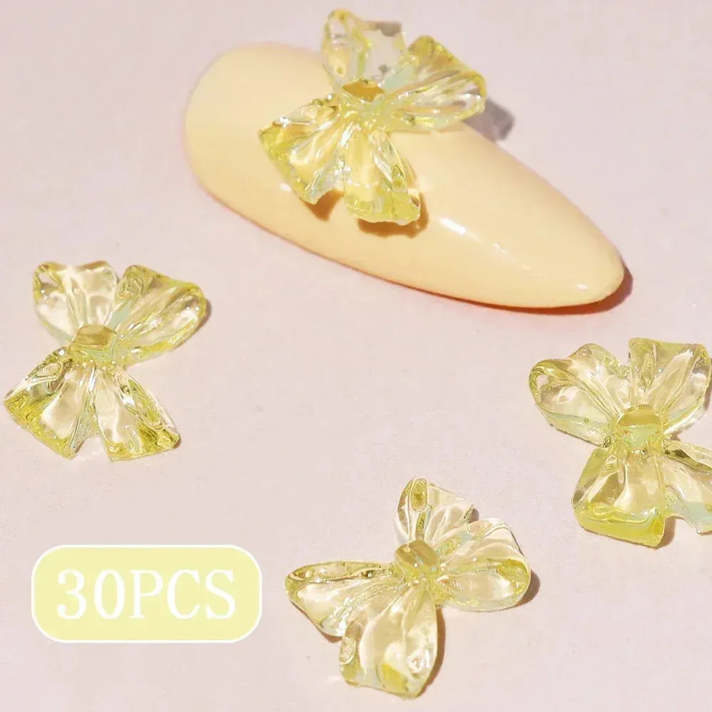 Candy Pink Bow Nail Charms
