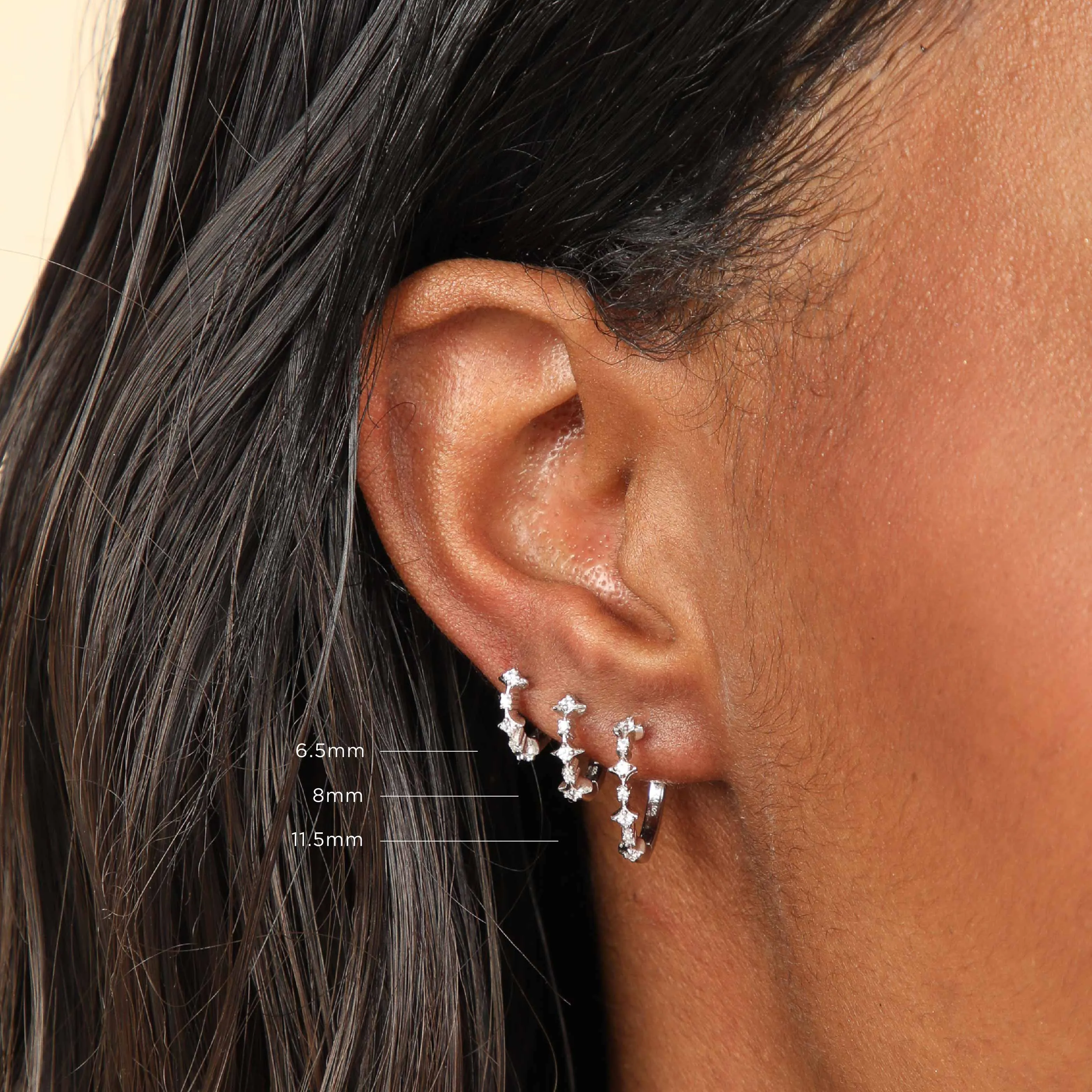 Cosmic Star 6.5mm Hoop in Silver