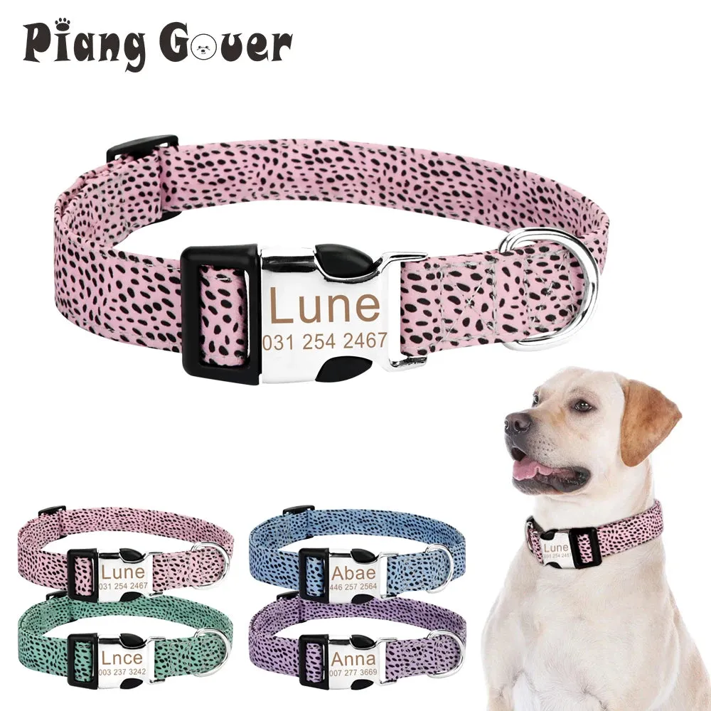 Customized Dog Collar DIY Name Pet Collar Engraved ID Tag Nameplate for Small Medium Large Dogs Pitbull Pug