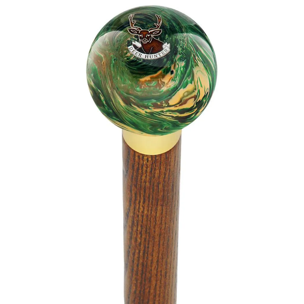 Deer Hunter Camo Round Knob Cane w/ Custom Color Ash Shaft & Collar