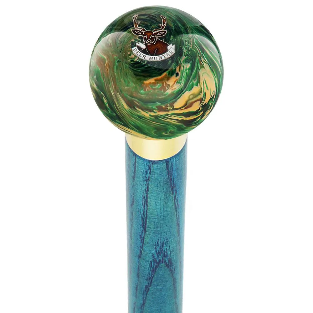 Deer Hunter Camo Round Knob Cane w/ Custom Color Ash Shaft & Collar