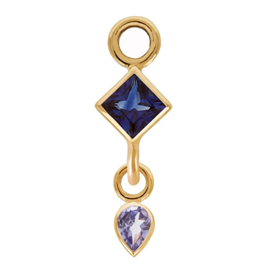 Double Gemstone Plaque - Blue Sapphire & Tanzanite - Sold as Single