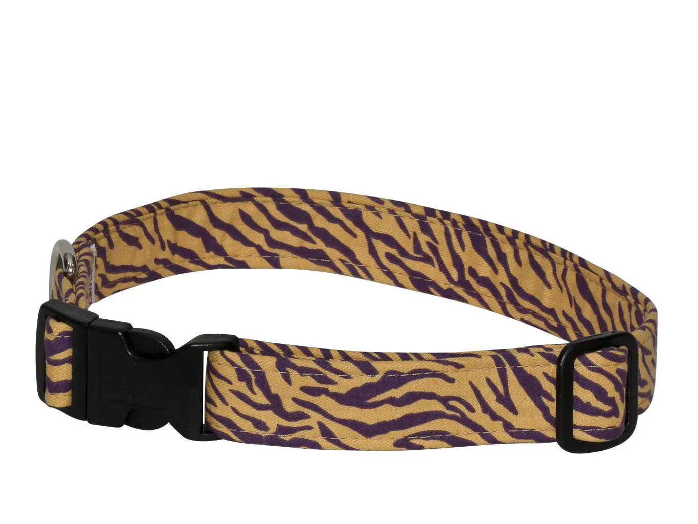 Elmo's Closet Purple & Gold Tiger Stripe Dog Collar