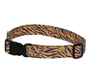 Elmo's Closet Purple & Gold Tiger Stripe Dog Collar