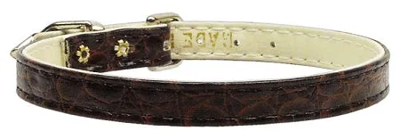 Faux Snake Skin 3-8" Plain Collar Brown 8