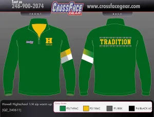 Howell Highschool Full Sublimated 1/4 ZIp Warm Up (Green)