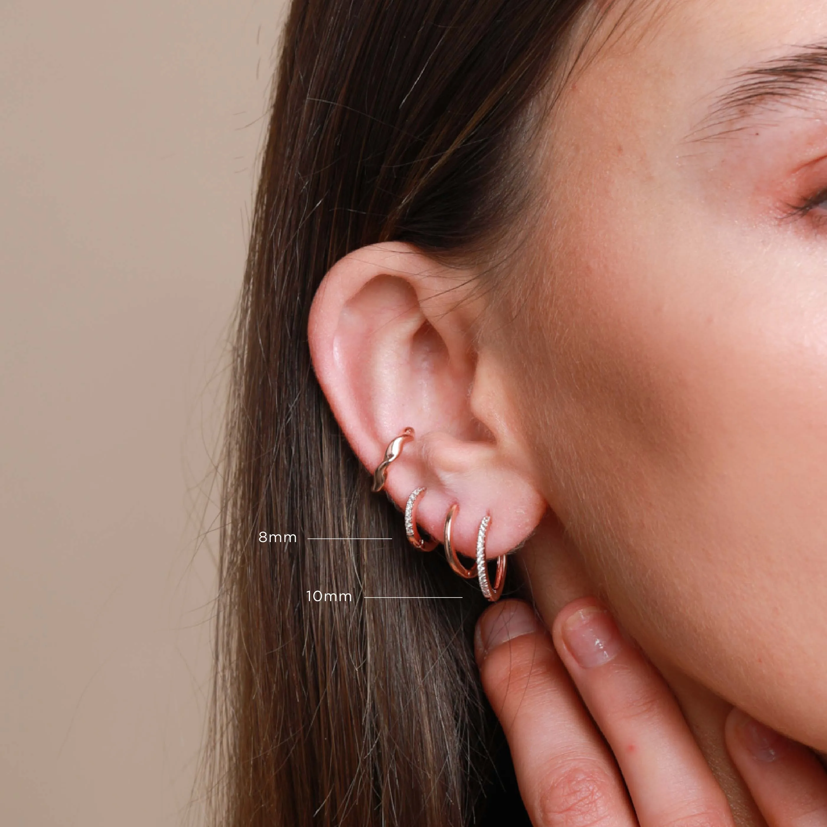 Jewelled Hoop 11.5mm in Rose Gold