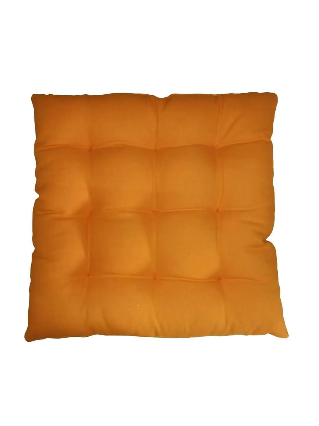 Lushomes Chair Pads, Orange with Blue, Reversible, driver seat cushion for car, dining chair cushion, cushion for car, tie up cushions for chairs, Cotton cushion (15 Inch x15 Inch, 9 Knots.