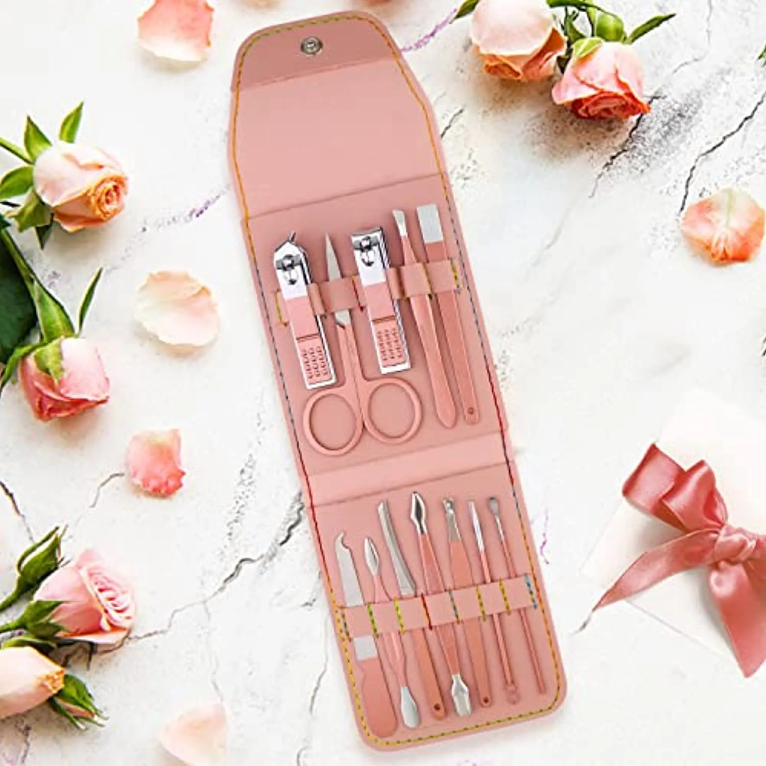 Nail Clipper Set Personal Care,Manicure Kit 12 in 1 Professional Pedicure Set Nail Scissors Grooming Kit with Leather Travel Case