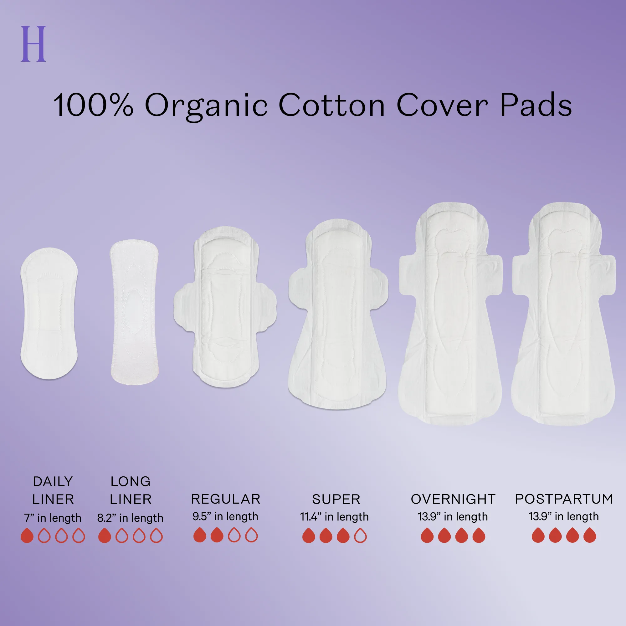 Organic Cotton Cover Non-Herbal Super Pads with Wings