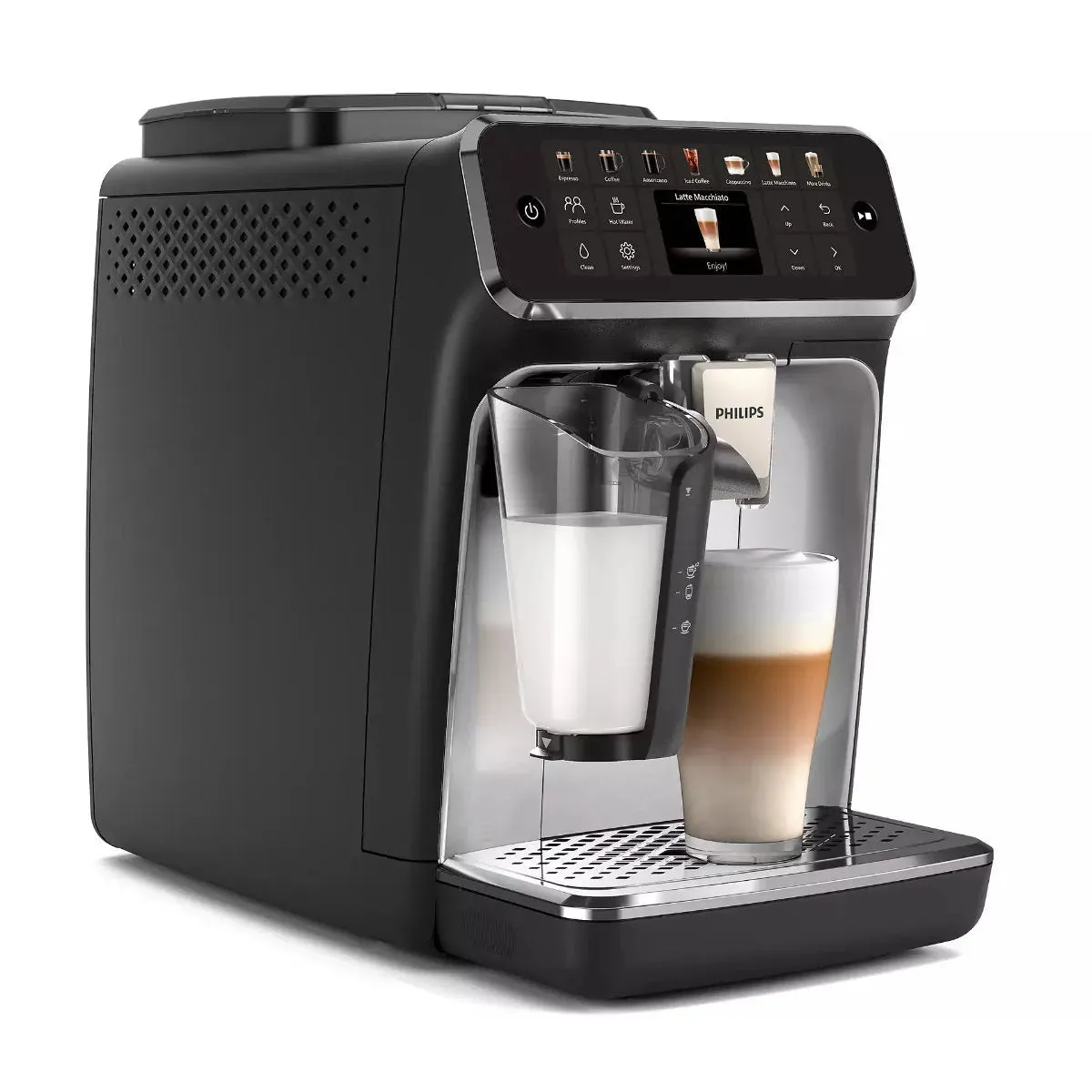Philips 4400 LatteGo Super Automatic Espresso, Cappuccino, & Latte Macchiato Machine with SilentBrew EP4447/90 - BACKORDERED, JANUARY ETA
