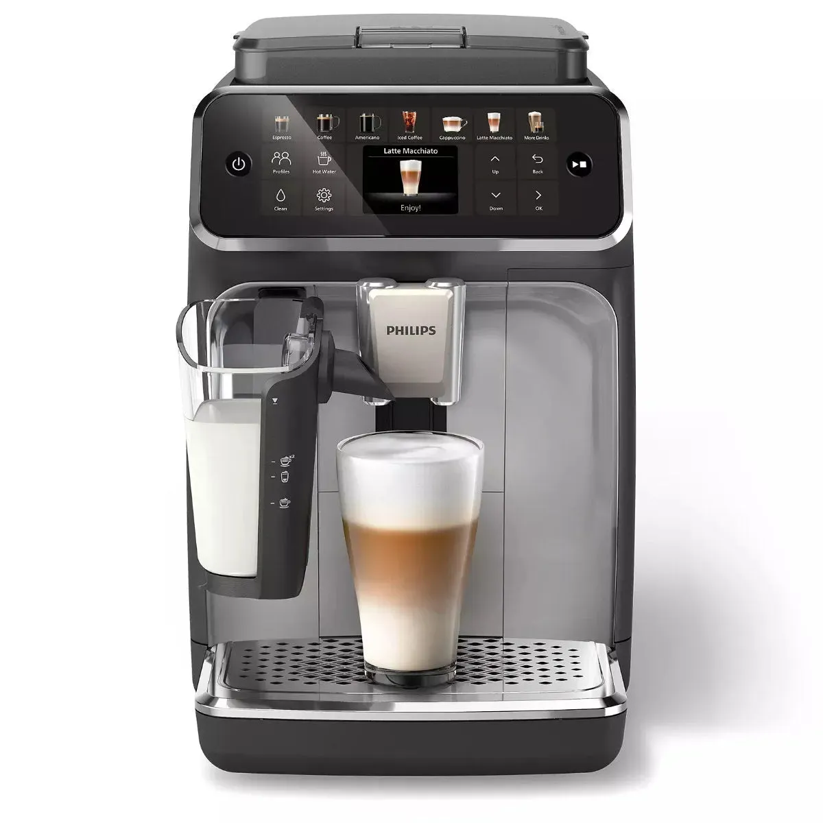 Philips 4400 LatteGo Super Automatic Espresso, Cappuccino, & Latte Macchiato Machine with SilentBrew EP4447/90 - BACKORDERED, JANUARY ETA