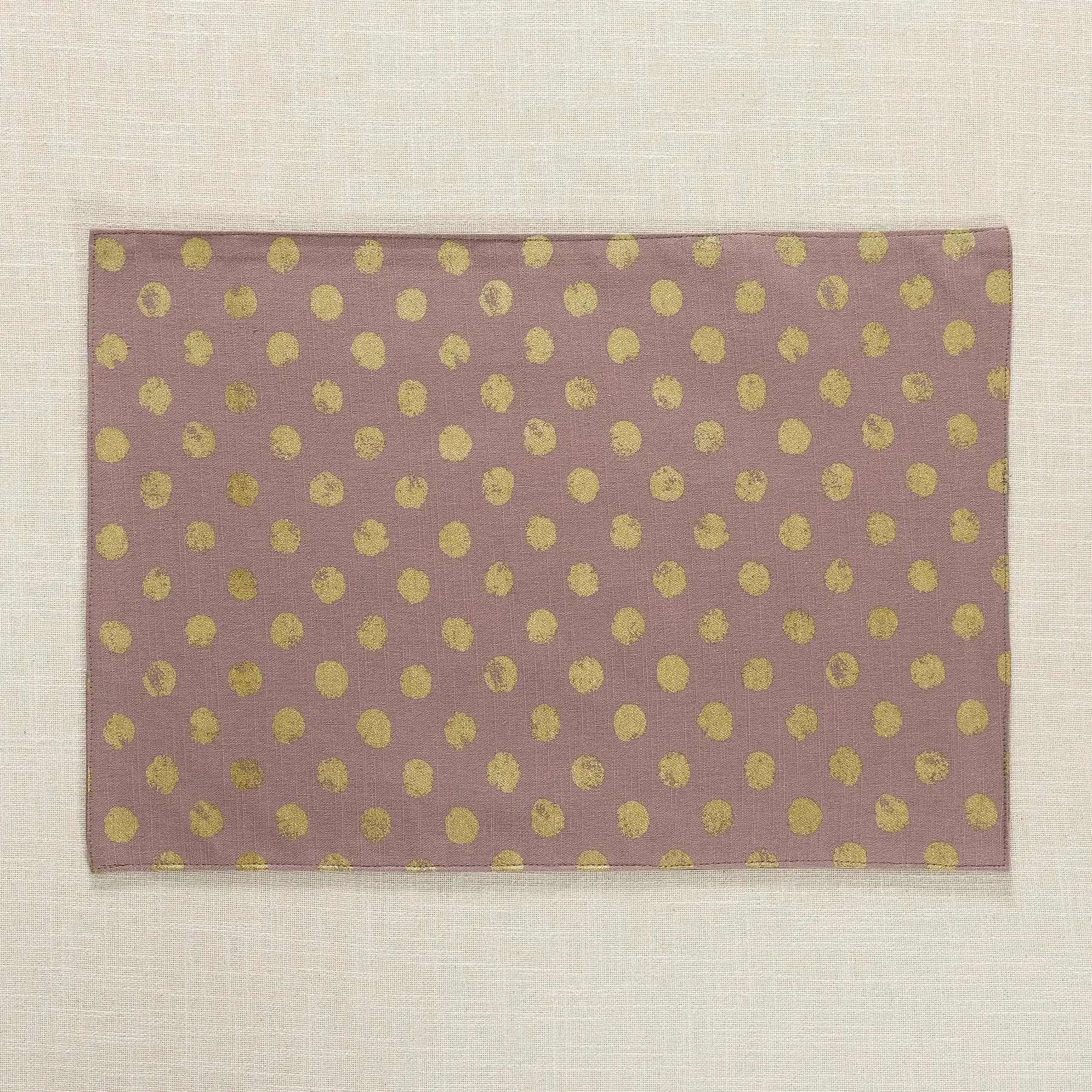 Polka Dot Gold & Brown Cotton Table Mat Set of 6