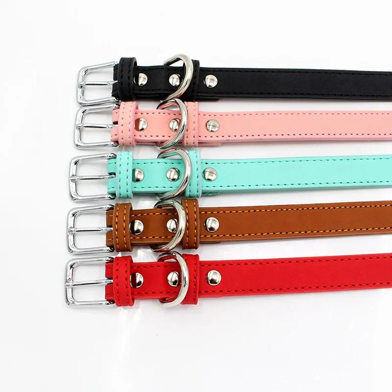Premium PU Leather Collar for Dogs and Cats - Adjustable and Comfortable