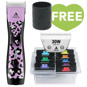 Pulse ZR II Wild Clipper with #30W Blade and 8Pc Wide Comb Attachment Bundle by Andis