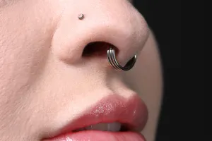 Septum Clicker Titanium  Silver Triple Bar - SPT009