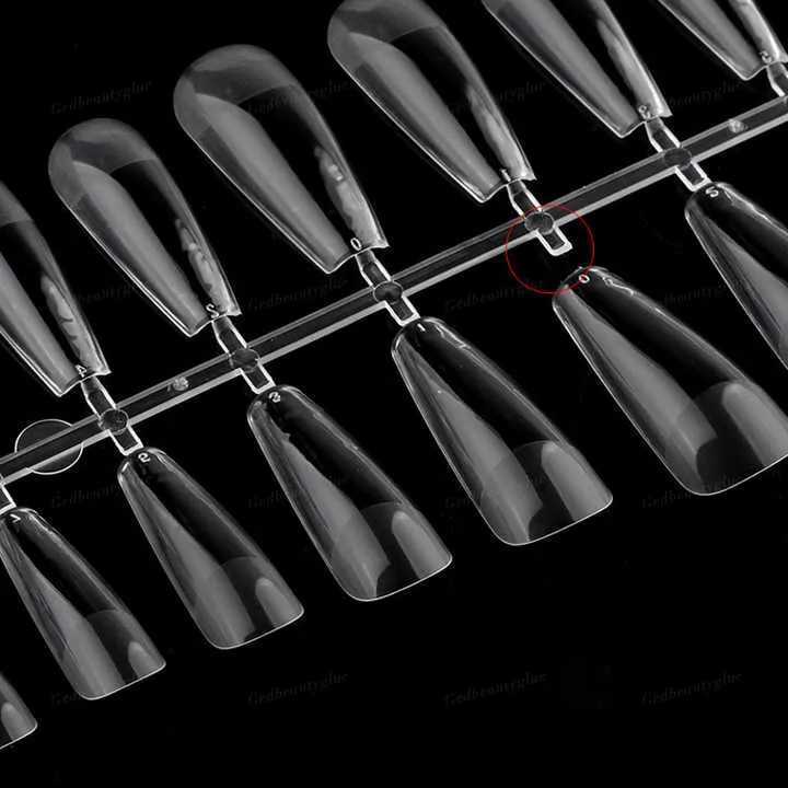Set French Acrylic False Nail Tips-أطراف الأظافر