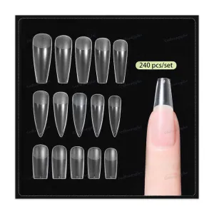 Set French Acrylic False Nail Tips-أطراف الأظافر