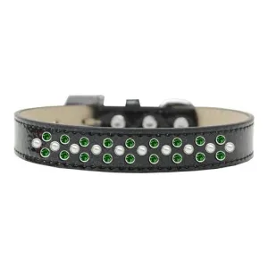 Sprinkles Ice Cream Dog Collar Pearl and Emerald Green Crystals Size 12 Black