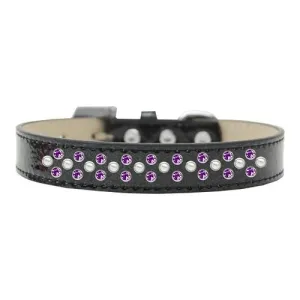 Sprinkles Ice Cream Dog Collar Pearl and Purple Crystals Size 12 Black